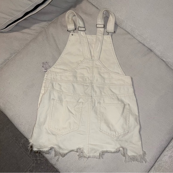 Free people torn up distressed denim jumper in white - Picture 5 of 9